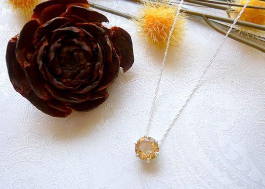 Citrine Necklace, Sterling Silver 925 [Autumn Hues] Osmanthus Yellow Natural Stone Jewellery