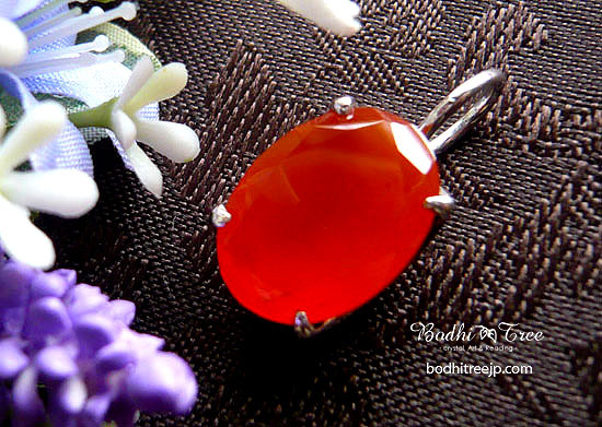 カーネリアン ペンダント オレンジ シルバー オーバル シンプル 爪留め 7月誕生石|天然石ジュエリー