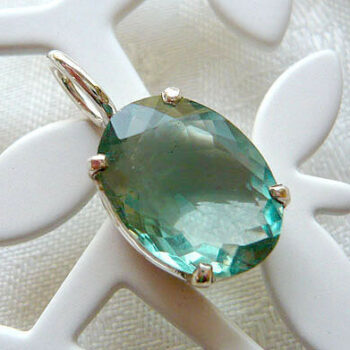 ブルーフローライト ペンダント 紫陽花カラー オーバル 爪留め シルバー｜天然石ジュエリー