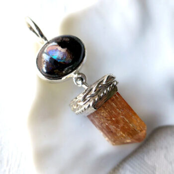 インペリアルトパーズ & ボルダーオパール デザイン SV925 ペンダント 天然石ジュエリー