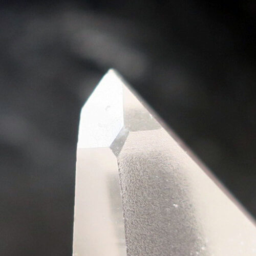 Enlarged quartz crystal with parallelogram natural pattern