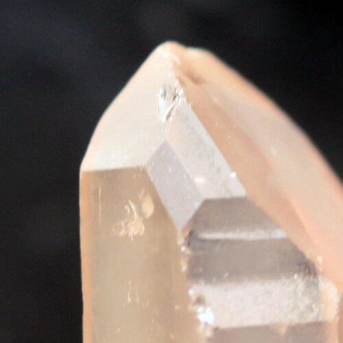 Enlarged quartz crystal with parallelogram natural pattern