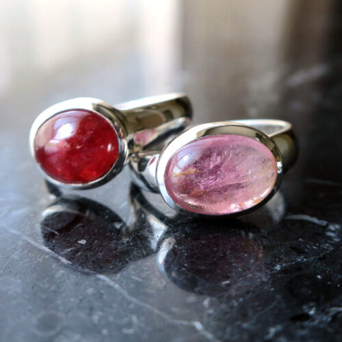 Red and pink spinel cabochon cut rings2 バイカラースピネル リング ギフトラッピング 8月誕生石 プレゼント用