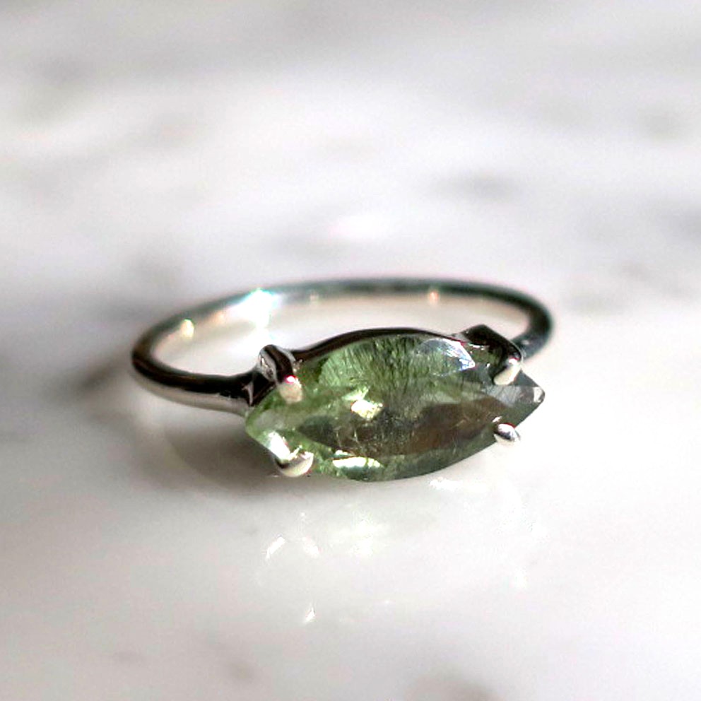 ルチルイン ペリドット リング 1.95ct グリーン 天然石 SV925 爪留め