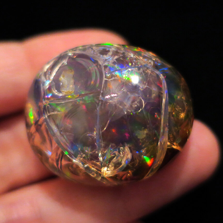 ウェロオパール 天然石 大きめ ルース 91.55ct 茶色 虹 コレクション｜ハンドメイド素材 10月誕生石