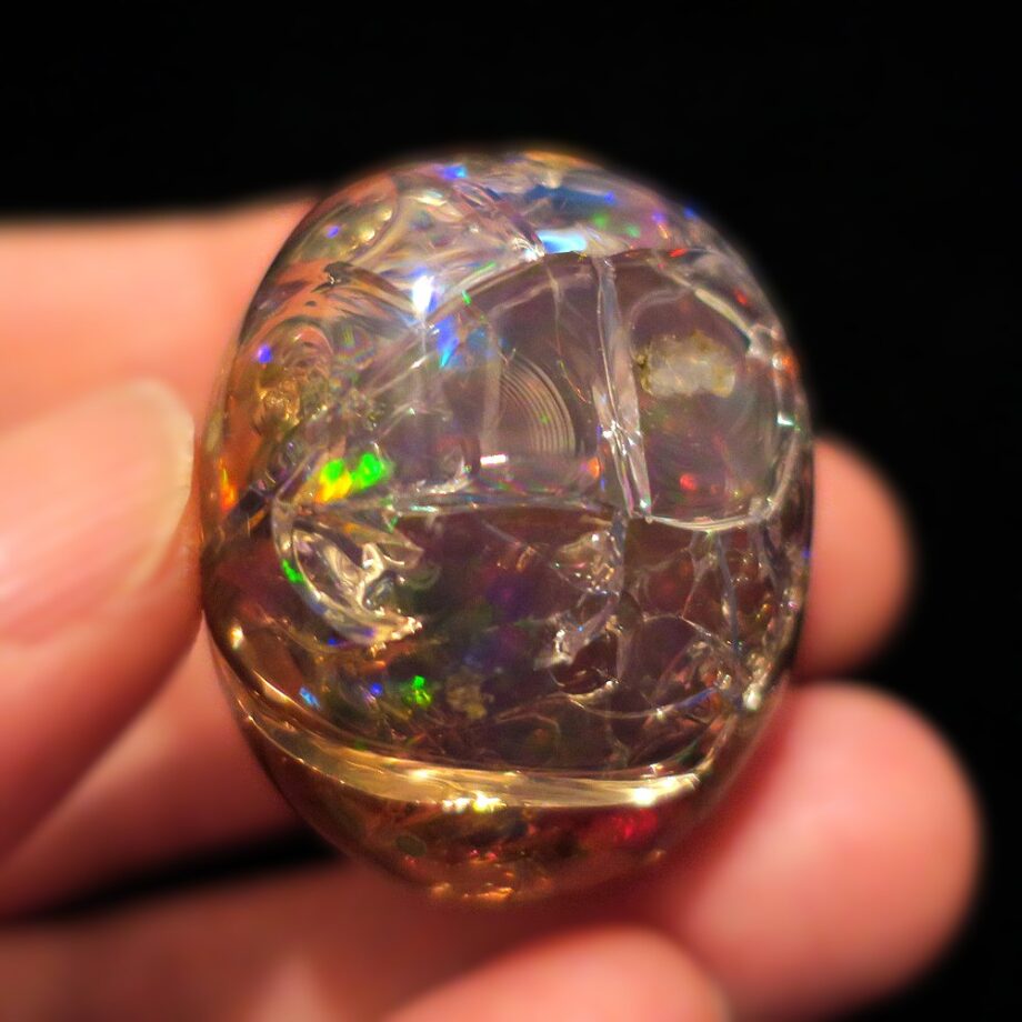 ウェロオパール 天然石 大きめ ルース 91.55ct 茶色 虹 コレクション｜ハンドメイド素材 10月誕生石