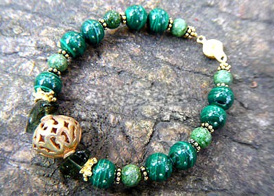 マラカイト 天然石 ブレスレット
