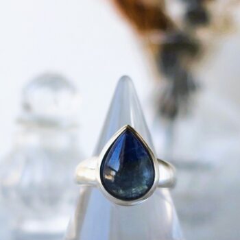 タンザナイト リング バイカラー フリーサイズ sv925 3.95ct しずく型 ペアシェイプ 青紫 イエロー グラデーション 12月誕生石 シルバー925 レディース 天然石