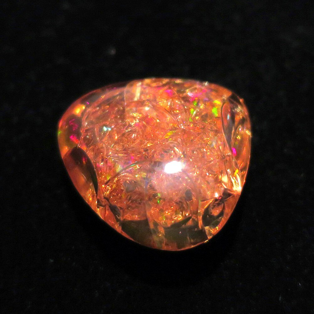 ウェロオパール 51.45ct 秋色 オレンジ 天然ルース 琥珀透明 虹色 プレイオブカラー エチオピア産 フリーシェイプ 10月誕生石