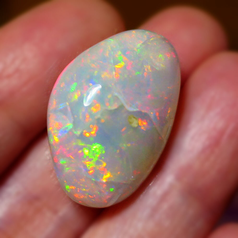 ウェロオパール 側面厚み11mm 27.30ct 乳白色 ビビッド虹 天然ルース ハンドメイド用 ドイツ仕入れ ギフト