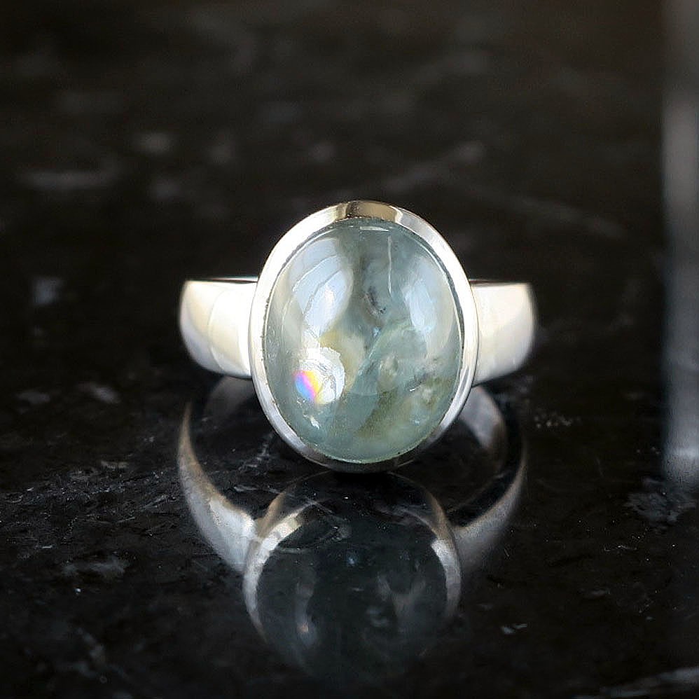 ブルージルコン リング オーバル 9ct フリーサイズ 天然石ジュエリー 12月誕生石