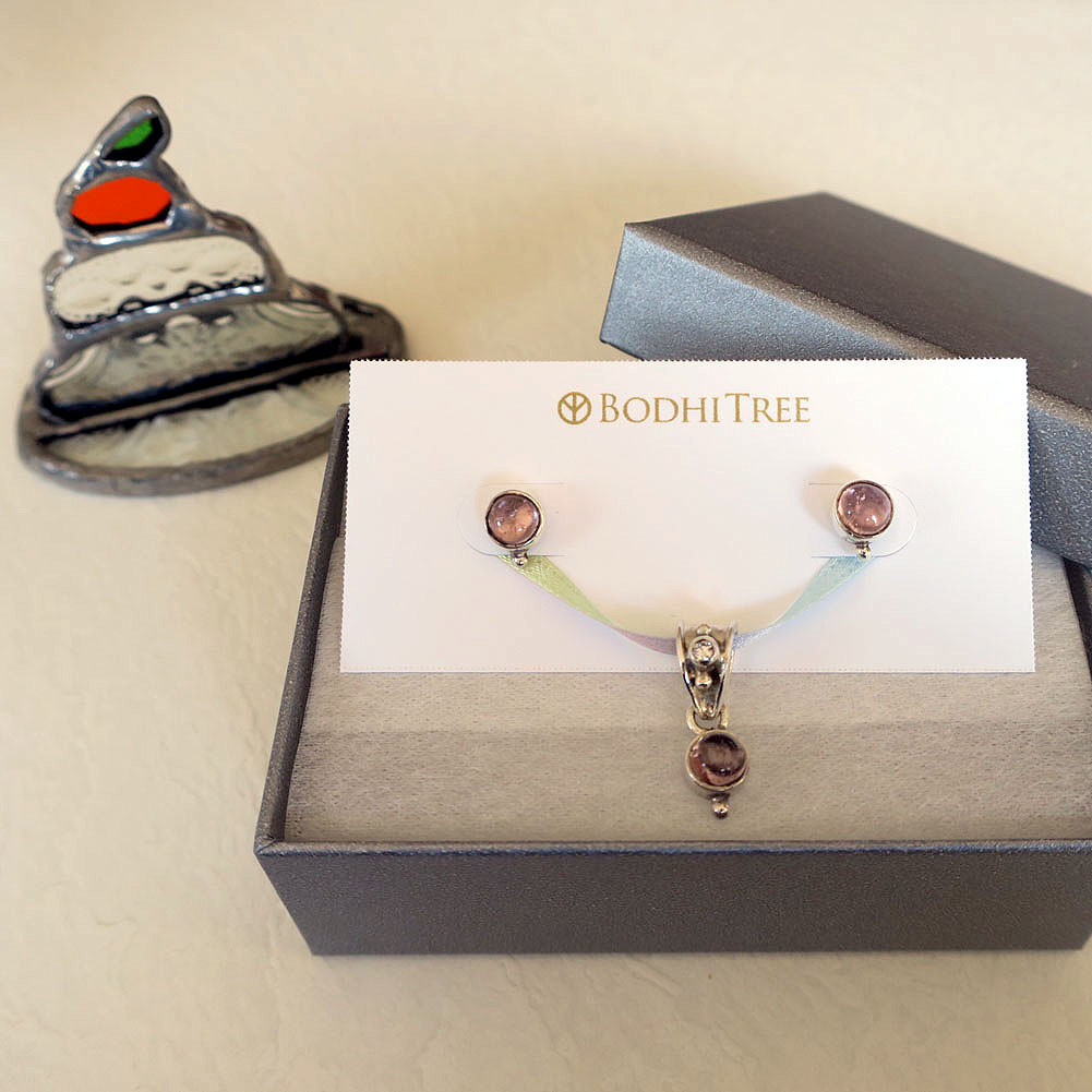 トルマリン+ジルコン ペンダント&ピアス セット ピンク ギフト対応 10月誕生石 天然石ジュエリー 新調