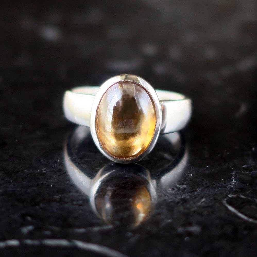 天然ジルコン リング オレンジ オーバル 5ct フリーサイズ シルバー925 12月誕生石 天然石 レディース 一粒 シンプル 鏡面仕上げ 甲丸 フクリン留め ハンドメイド ジュエリー