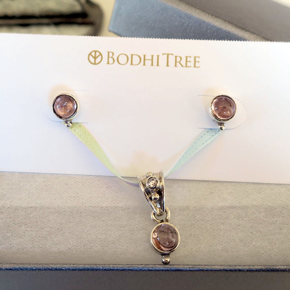 天然石ジュエリー トルマリン ペンダント&ピアス セット ピンク ギフト対応 10月誕生石 拡大