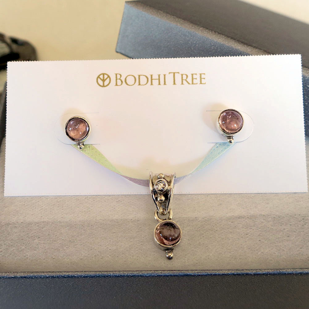 10月誕生石 トルマリン ペンダント&ピアス セット ピンク ギフト対応 天然石ジュエリー かわいい