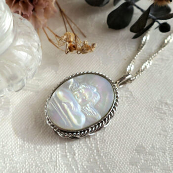白蝶貝 天使 シルバー ペンダント フクリン 鏡面 レディース mother of pearl pendant