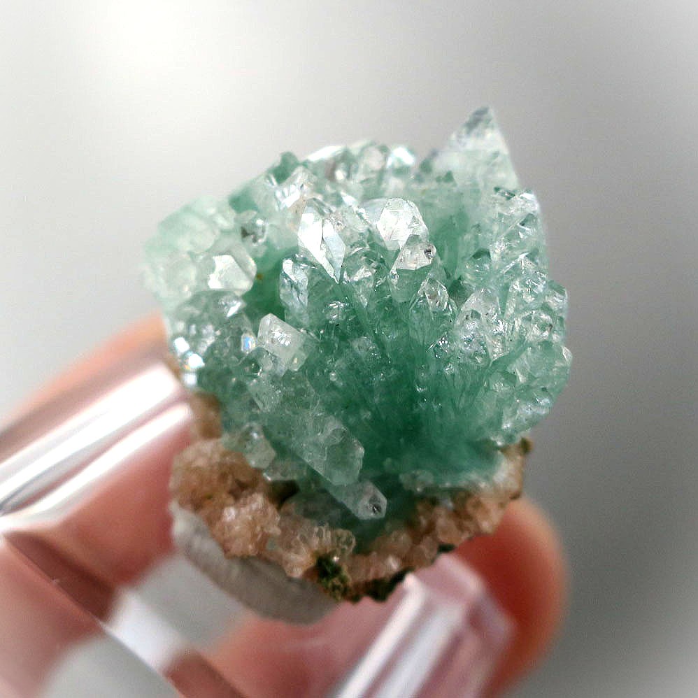 グリーンアポフィライト 光沢 透明感 自然光 天然石 結晶 グリーン 鉱物 原石 apophyllite luster