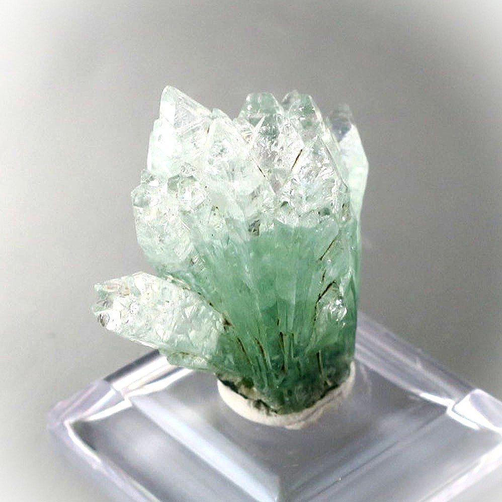 グリーンアポフィライト 結晶 クラスター インド 天然石 鉱物 グリーン 斜め 一点物 apophyllite